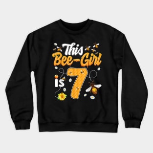 7Th Birthday Girl Bee Theme 7 Years Old Matching Party Crewneck Sweatshirt